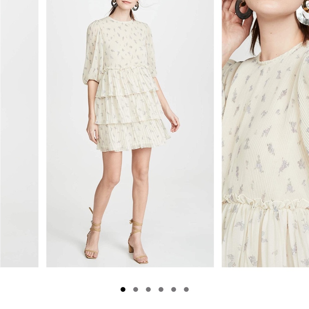 Ganni Ivory Floral Mini Dress